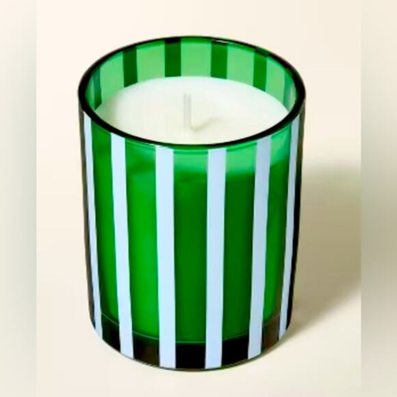 kate spade new york x Target Stripe Glass Mini Candle Lot of 2 pink & green NEW - Picture 2 of 6